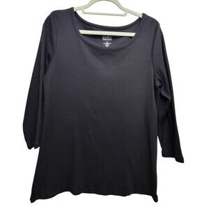 Croft & Barrow Mineral Black Wide Neck Tee Size Medium